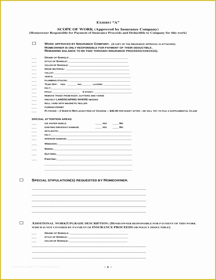 Free Roofing Contract Template Of Roofing Agreement Free Download