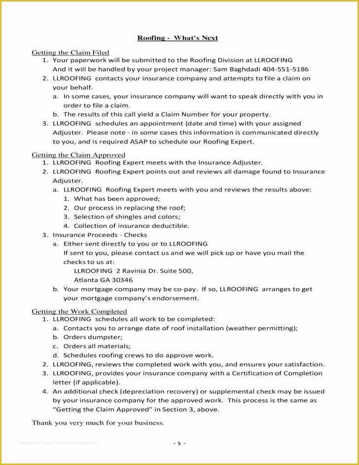 Free Roofing Contract Template Of Roofing Agreement Free Download