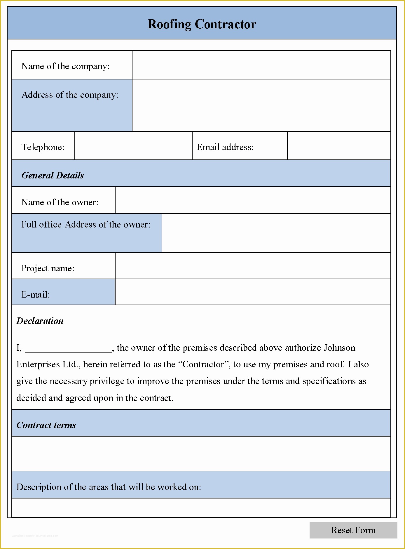 Free Roofing Contract Template Of Roofing Bid Sample & 7 Roofing Contract