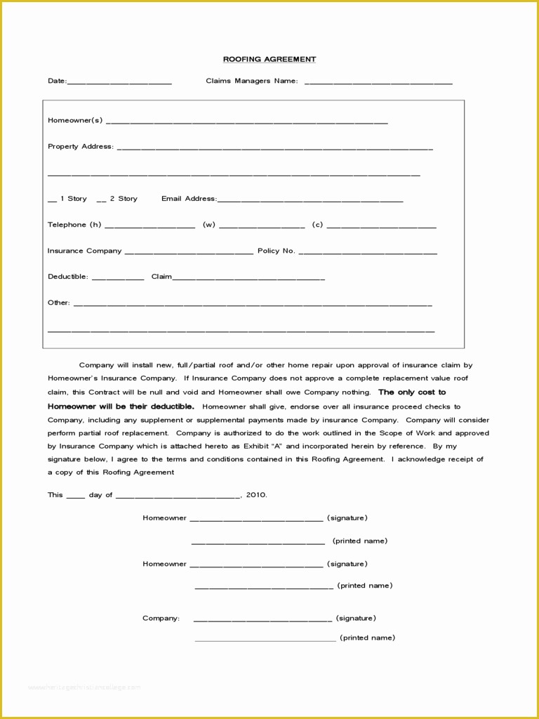 Free Roofing Contract Template Of Roofing Contract Template 2 Free Templates In Pdf Word