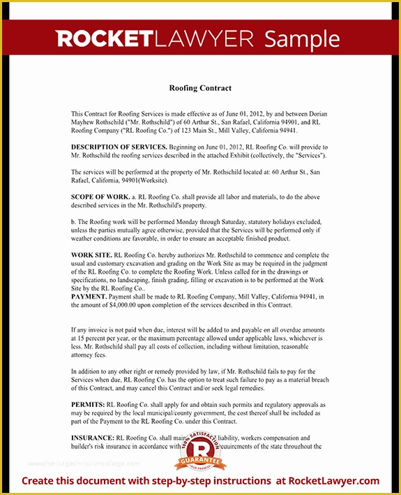 Free Roofing Contract Template Of Roofing Contract Template Free form with Sample