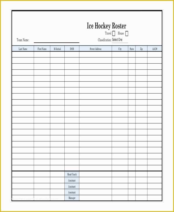 Free Roster Template Of 21 Roster form Templates 0 Freesample Example format