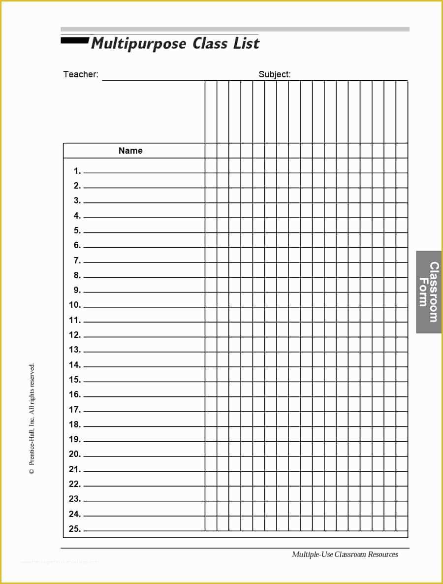 Free Roster Template Of 37 Class Roster Templates [student Roster Templates for