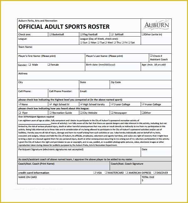 Free Roster Template Of 8 Sports Roster Templates