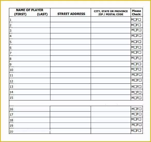 Free Roster Template Of Baseball Lineup Template