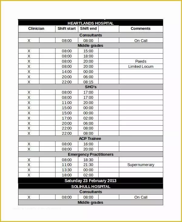 Free Roster Template Of Excel Roster Template 5 Free Excel Documents Download