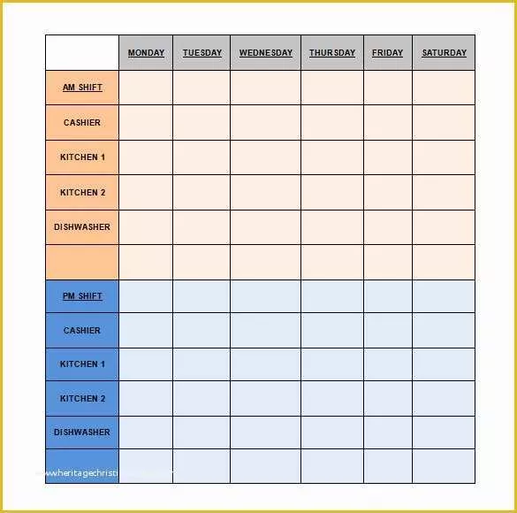 Free Roster Template Of Restaurant Schedule Template 11 Free Excel Word