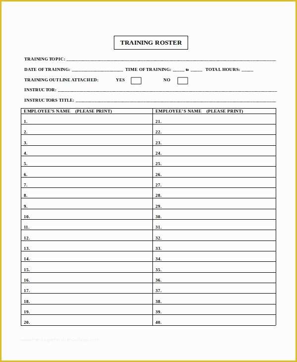 Free Roster Template Of Roster Template 8 Free Word Excel Pdf Document