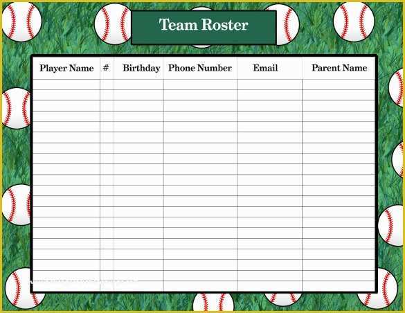Free Roster Template Of Sample Baseball Roster Template 9 Free Documents In Pdf