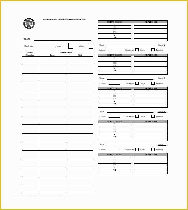 Free Roster Template Of Sample Volleyball Roster Template 6 Free Documents