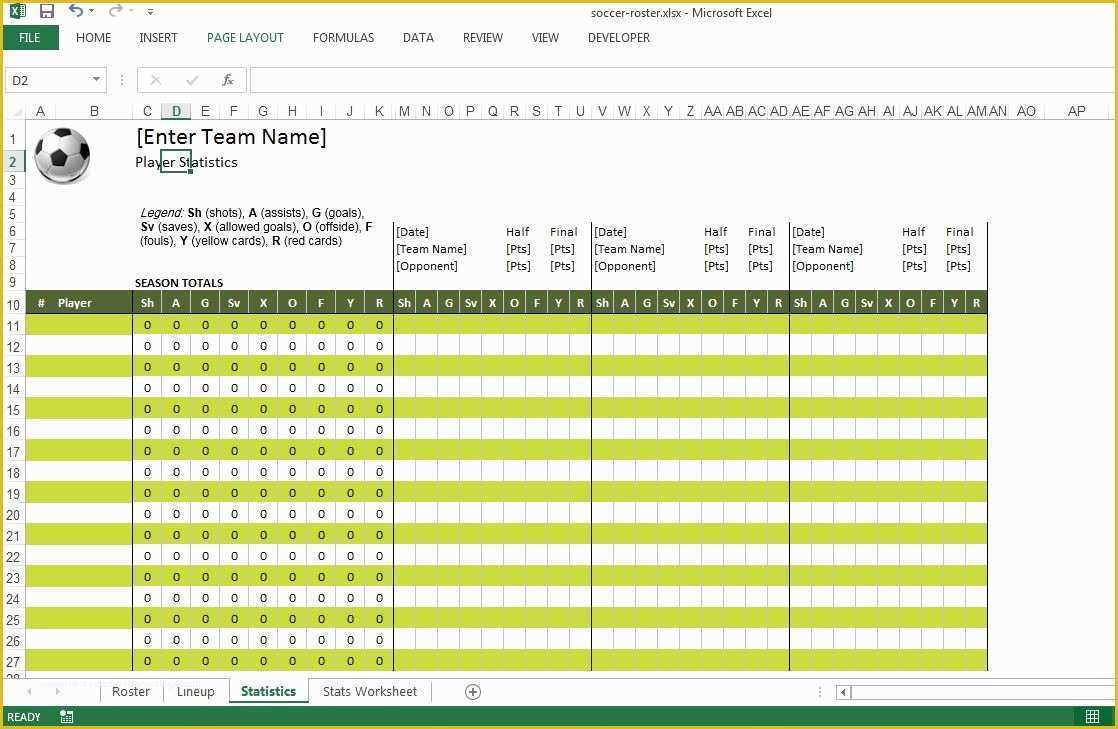 Free Roster Template Of soccer Roster Free Excel Template