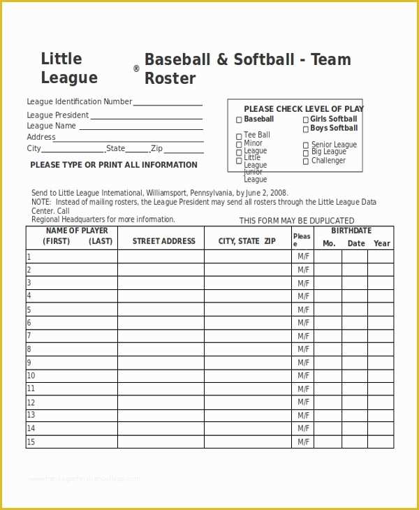 Free Roster Templates Printable Of 21 Roster form Templates 0 Freesample Example format