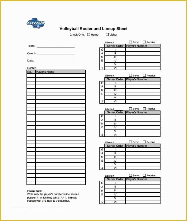 Free Roster Templates Printable Of 7 Sample Volleyball Roster Templates – Pdf Word