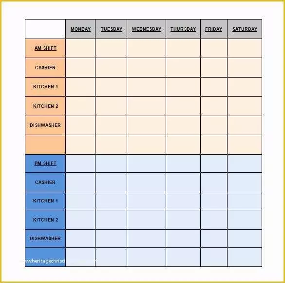 Free Roster Templates Printable Of 9 Restaurant Schedule Templates – Pdf Word Excel