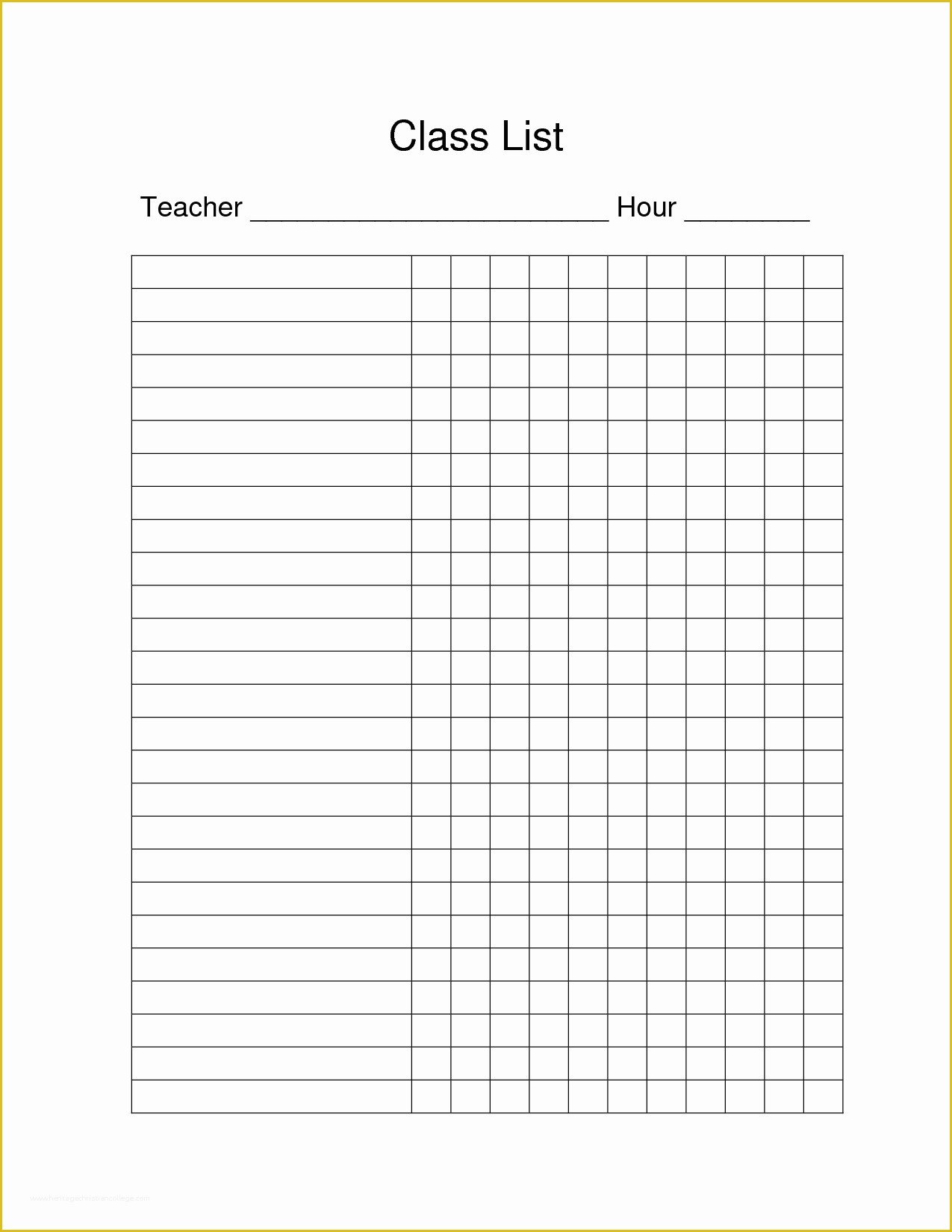 Free Roster Templates Printable Of Free Printable Class List Template for Teachers