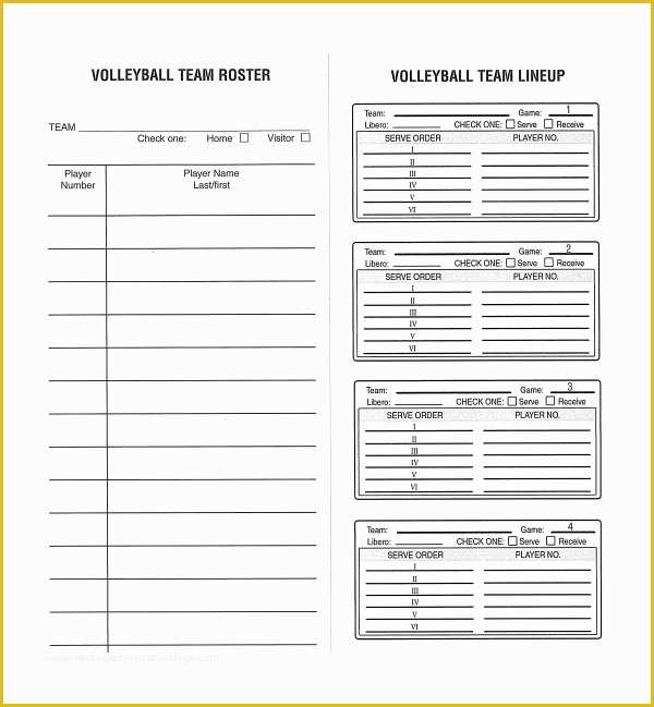 Free Roster Templates Printable Of Sample Volleyball Roster Template 6 Free Documents