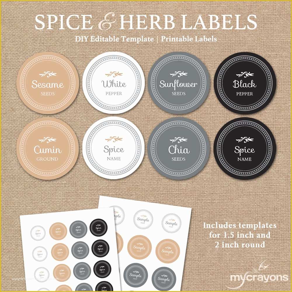 Editable Spice Label Template