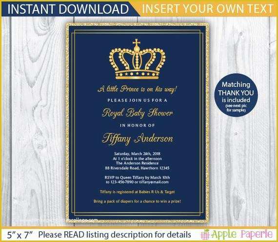 Free Royal Prince Baby Shower Invitation Template Of Baby Shower Invitation Boy Royal Invitation Royal Baby