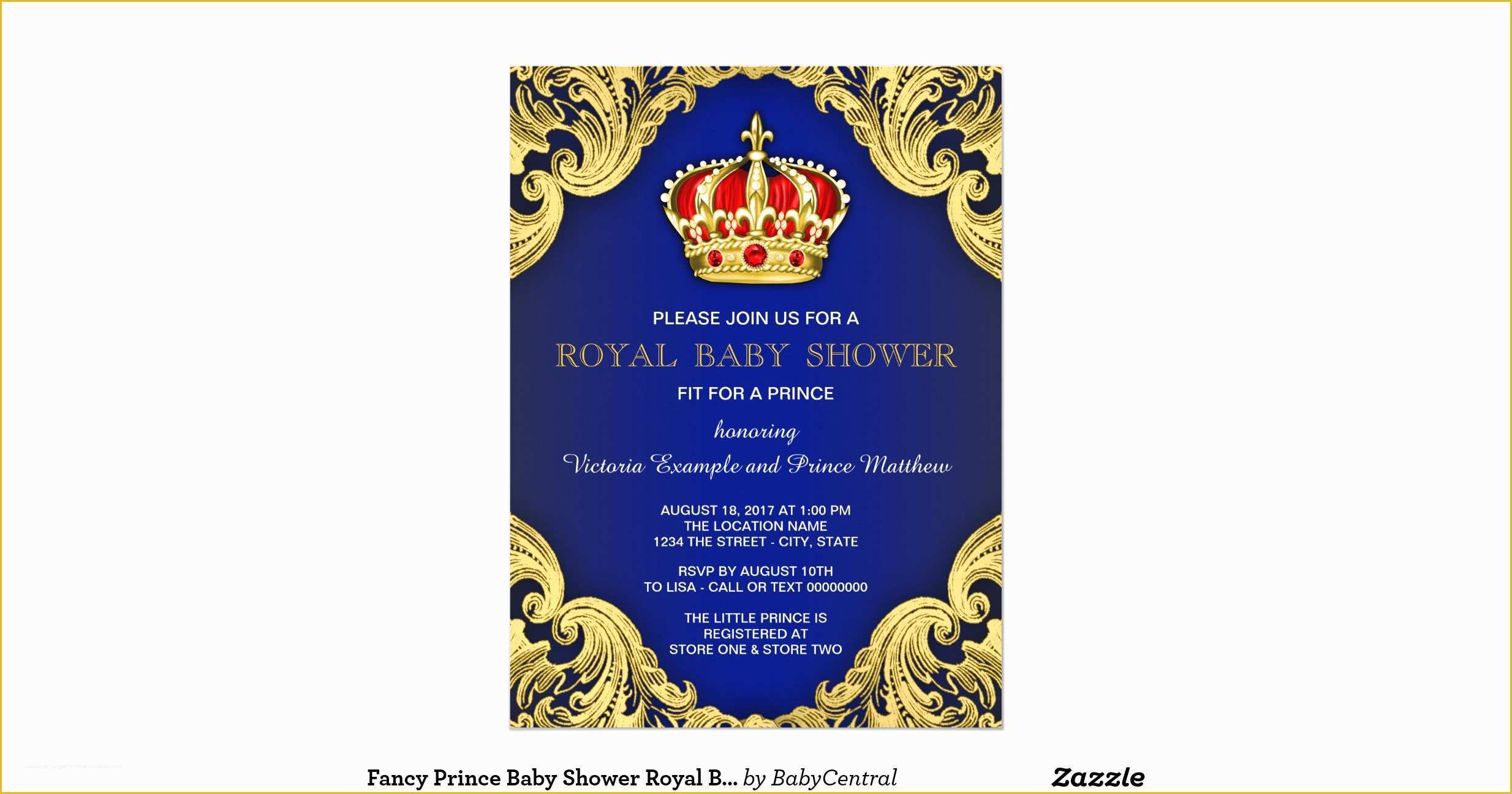 Free Royal Prince Baby Shower Invitation Template Of Fancy Prince Baby Shower Royal Blue 6 5x8 75 Paper