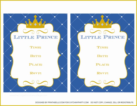 Free Royal Prince Baby Shower Invitation Template Of Free Prince Party Printables