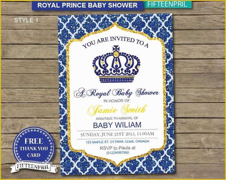 Free Royal Prince Baby Shower Invitation Template Of Instant Download Royal Prince Baby Shower Invitation with