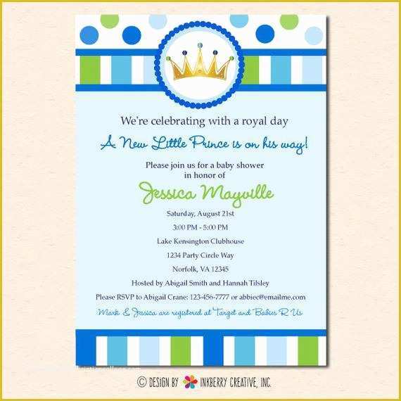 Free Royal Prince Baby Shower Invitation Template Of Little Prince Baby Shower Invitation Digital Printable File