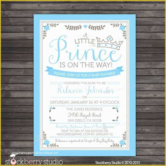 Free Royal Prince Baby Shower Invitation Template Of Prince Baby Shower Invitation Printable Royal Prince Baby