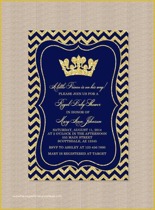 Free Royal Prince Baby Shower Invitation Template Of Prince Baby Shower Invitation Royal Blue Gold Glitter