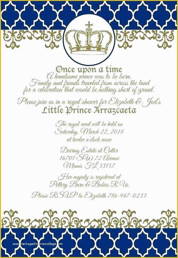 Free Royal Prince Baby Shower Invitation Template Of Prince Baby Shower Invitations Free – Bestlifeo