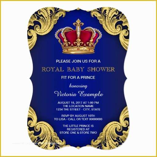 Free Royal Prince Baby Shower Invitation Template Of Royal Fancy Prince Baby Shower 5x7 Paper Invitation Card