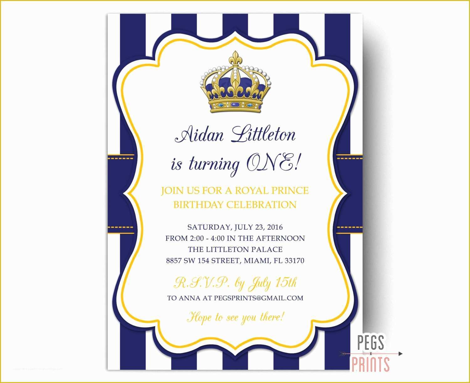 Free Royal Prince Baby Shower Invitation Template Of Royal Prince Birthday Invitation Printable Prince Birthday