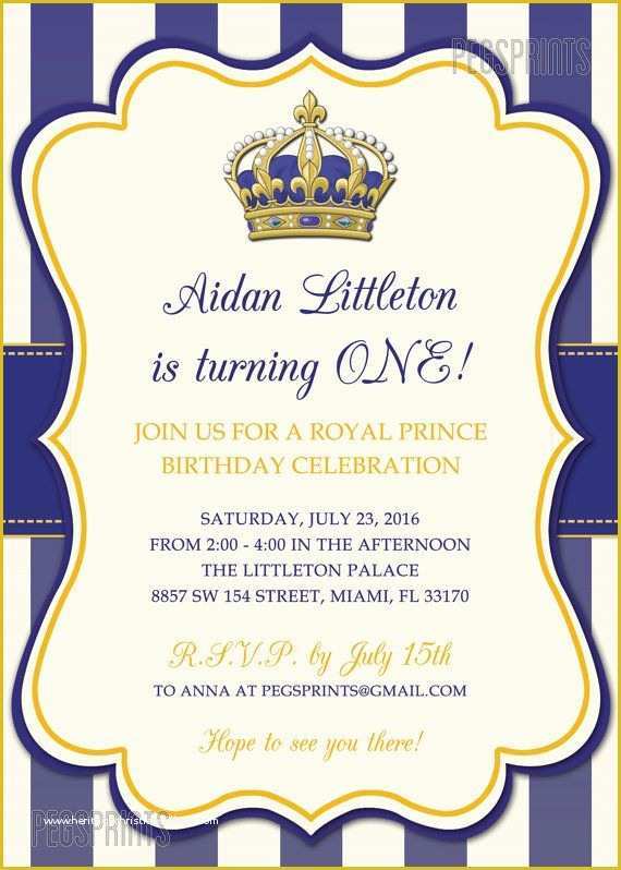 Free Royal Prince Baby Shower Invitation Template Of Royal Prince Birthday Invitation Printable Prince