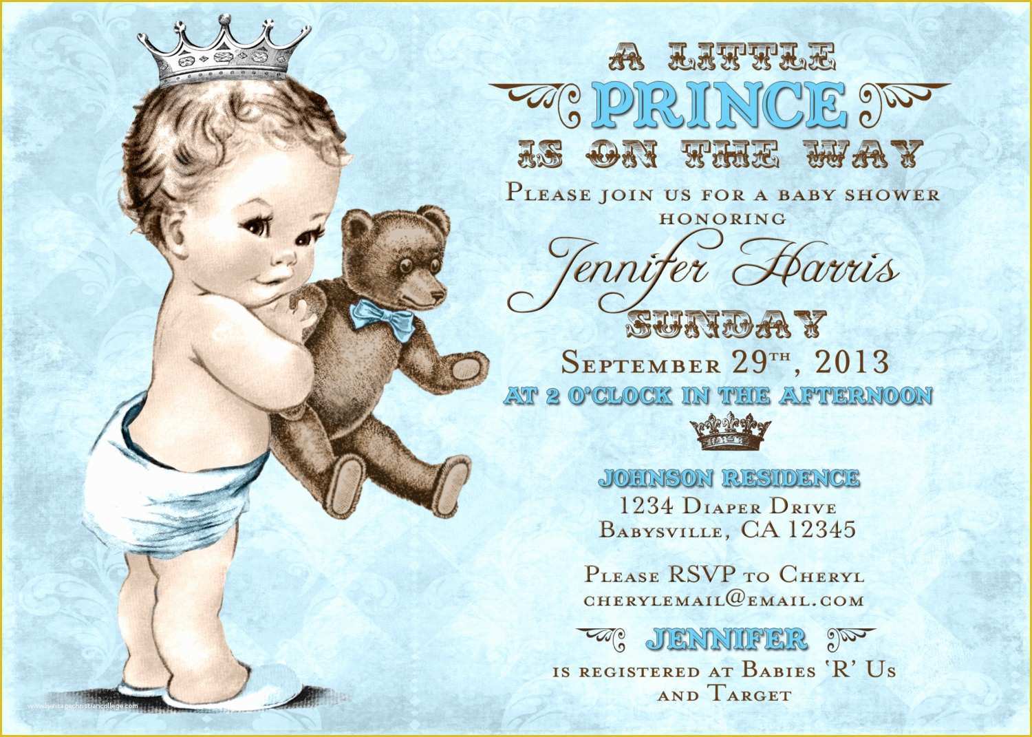Free Royal Prince Baby Shower Invitation Template Of Teddy Bear Baby Shower Invitation for Boy Prince Crown
