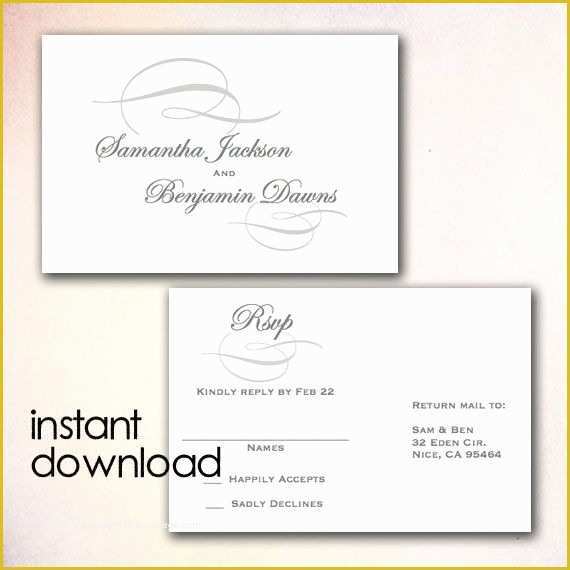 Free Rsvp Template Of Diy Wedding Rsvp Postcard Template Instant Download