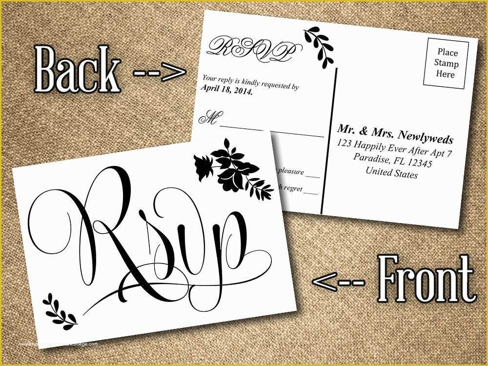 Free Rsvp Template Of Diy Wedding Rsvp Postcard Word Template Vintage Romance