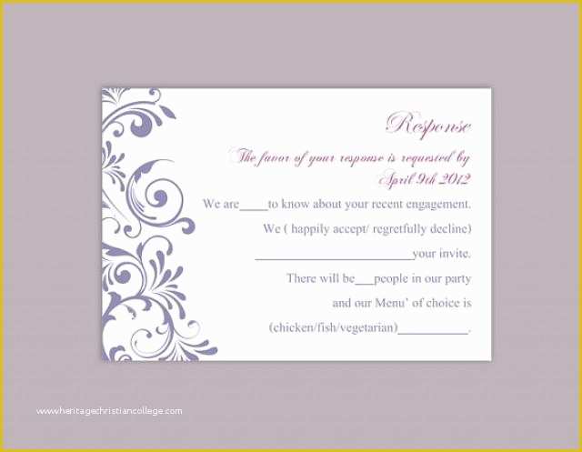 Free Rsvp Template Of Diy Wedding Rsvp Template Editable Word File Instant