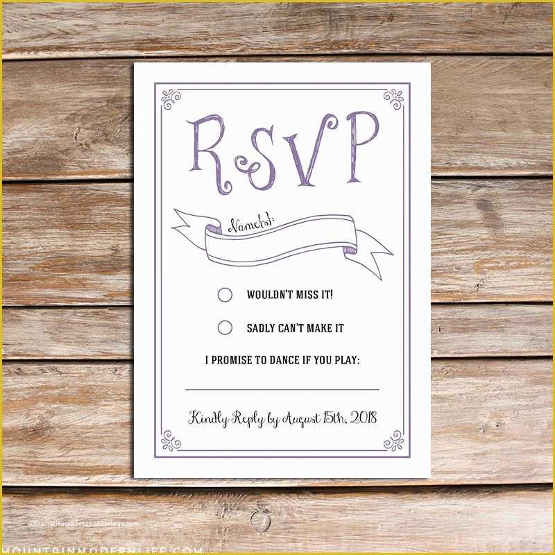 Free Rsvp Template Of Lavender Diy Wedding Invitation Set
