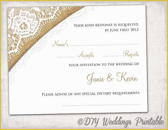 Free Rsvp Template Of Rustic Wedding Rsvp Template by Diyweddingsprintable