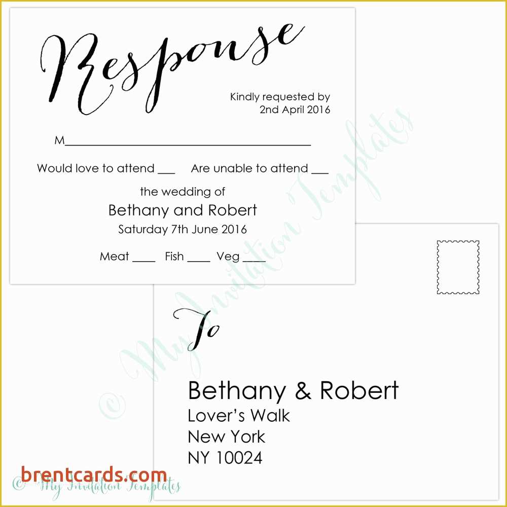 Free Rsvp Template Of Table Place Cards Wedding Wedding Rsvp Postcard Template