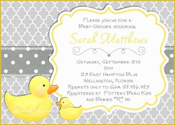 Free Rubber Ducky Baby Shower Invitations Template Of Modern Rubber Duck Baby Shower Invitation Trefoil Yellow Gray