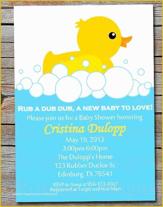 Free Rubber Ducky Baby Shower Invitations Template Of Pdf Rubber Duckie Baby Shower Invitation Rubber Duck