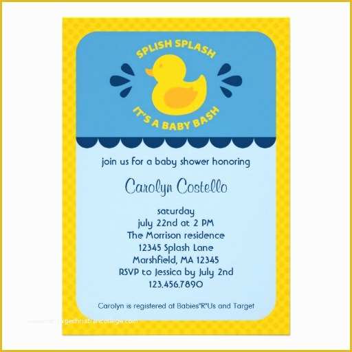 Free Rubber Ducky Baby Shower Invitations Template Of Personalized Rubber Duck Invitations
