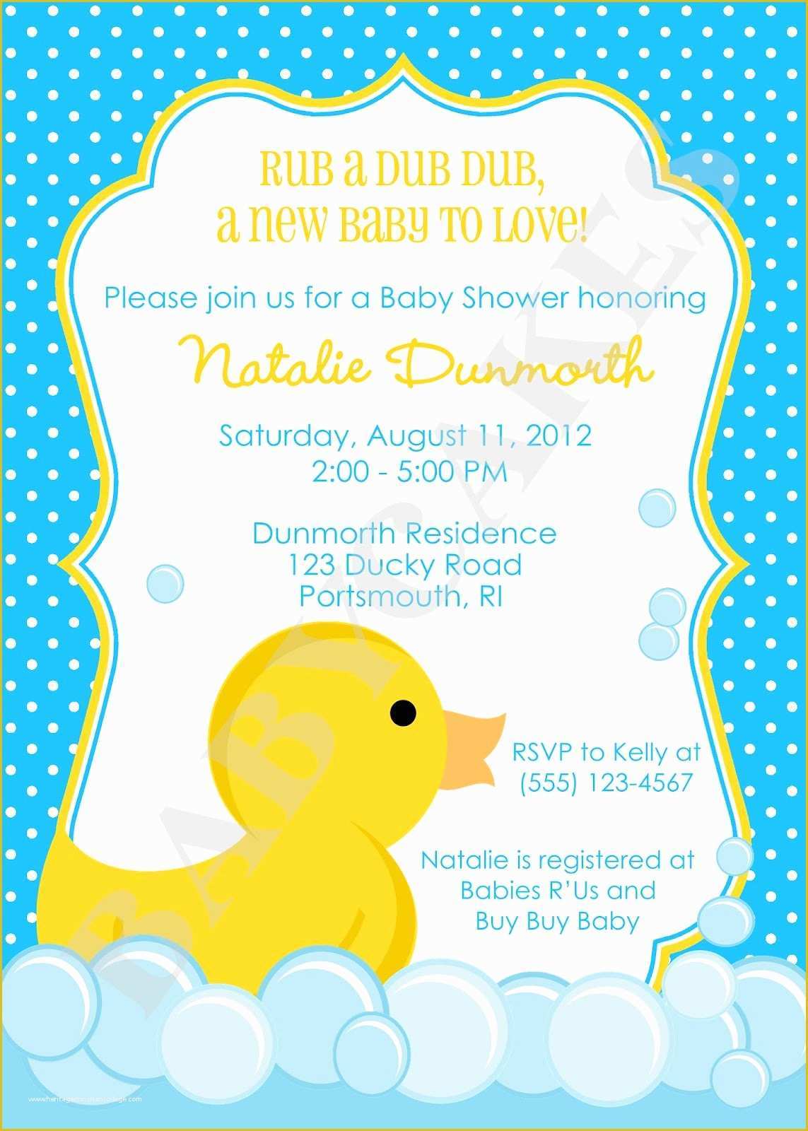 Free Rubber Ducky Baby Shower Invitations Template Of Rubber Ducky Baby Shower Invitations