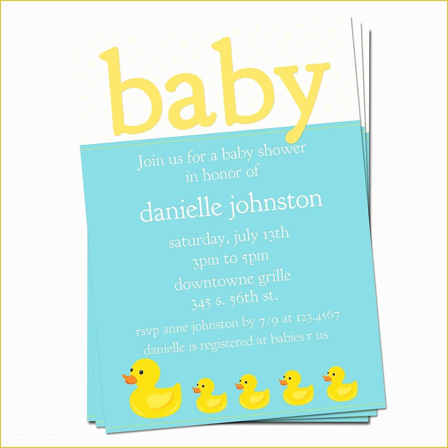 Free Rubber Ducky Baby Shower Invitations Template Of Rubber Ducky Baby Shower Invitations