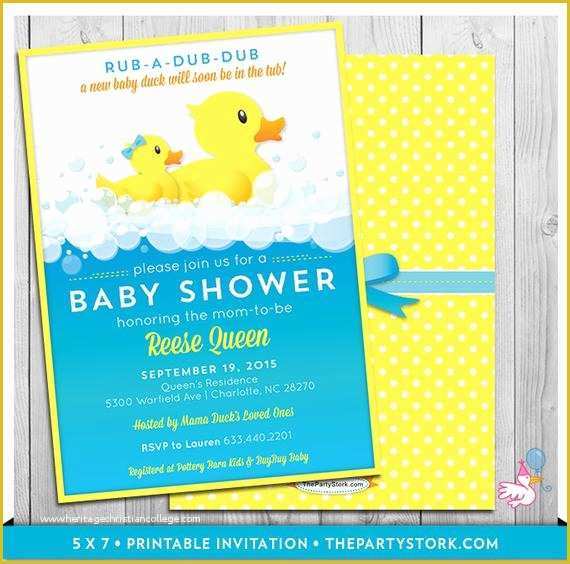 Free Rubber Ducky Baby Shower Invitations Template Of Rubber Ducky Baby Shower Invitations Printable by