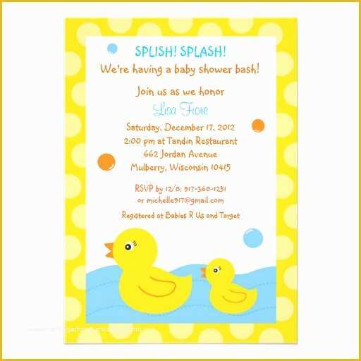 Free Rubber Ducky Baby Shower Invitations Template Of Rubber Ducky Duck Neutral Baby Shower Invitations 5" X 7