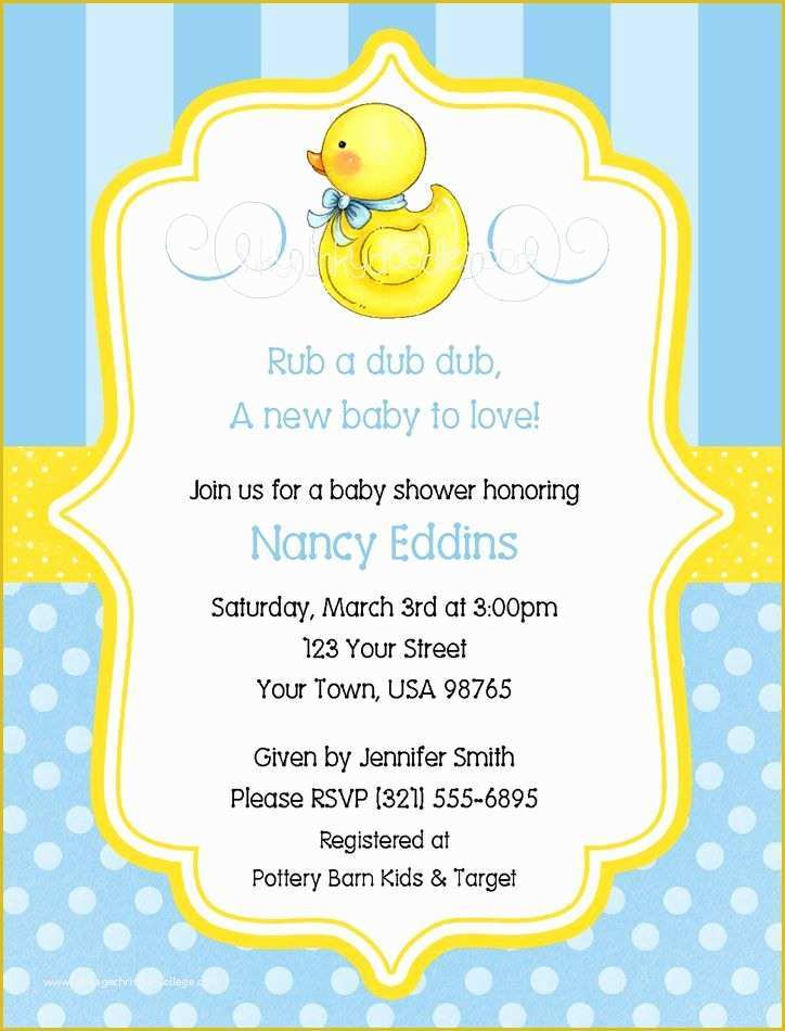 Free Rubber Ducky Baby Shower Invitations Template Of Show Invitations Duck