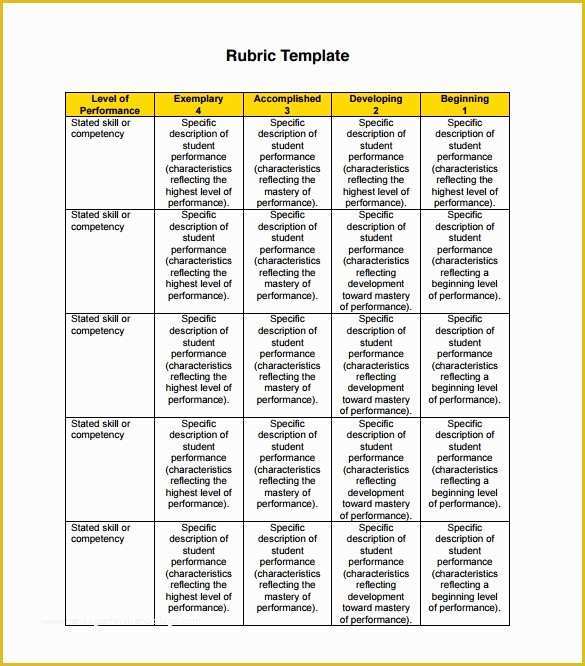 Free Rubric Template Of 10 Blank Rubric Samples