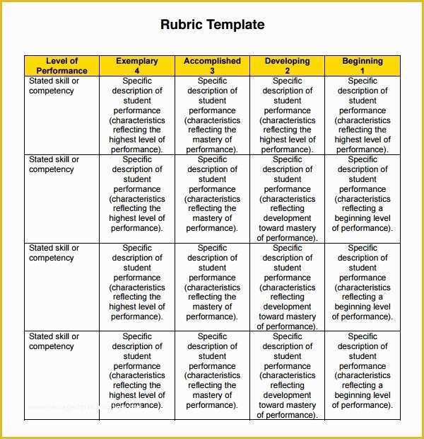 Free Rubric Template Of 7 Rubric Templates