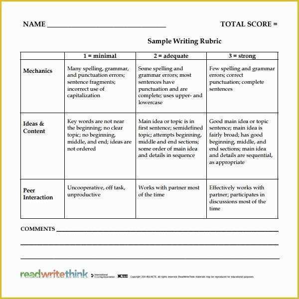 Free Rubric Template Of 7 Rubric Templates